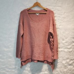 Lucky Brand Pink Sweater with Laced up details